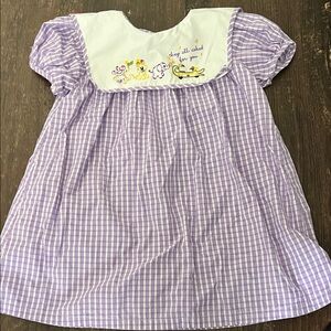 Classic Lavender Gingham Southern Dress with Embroidery